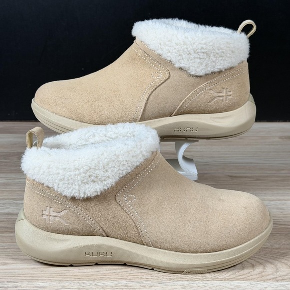 KURU Shoes - KURU Boots Womens Size 8.5 Beige Tan Draft Lahti Suede Shearling Slip On Cozy